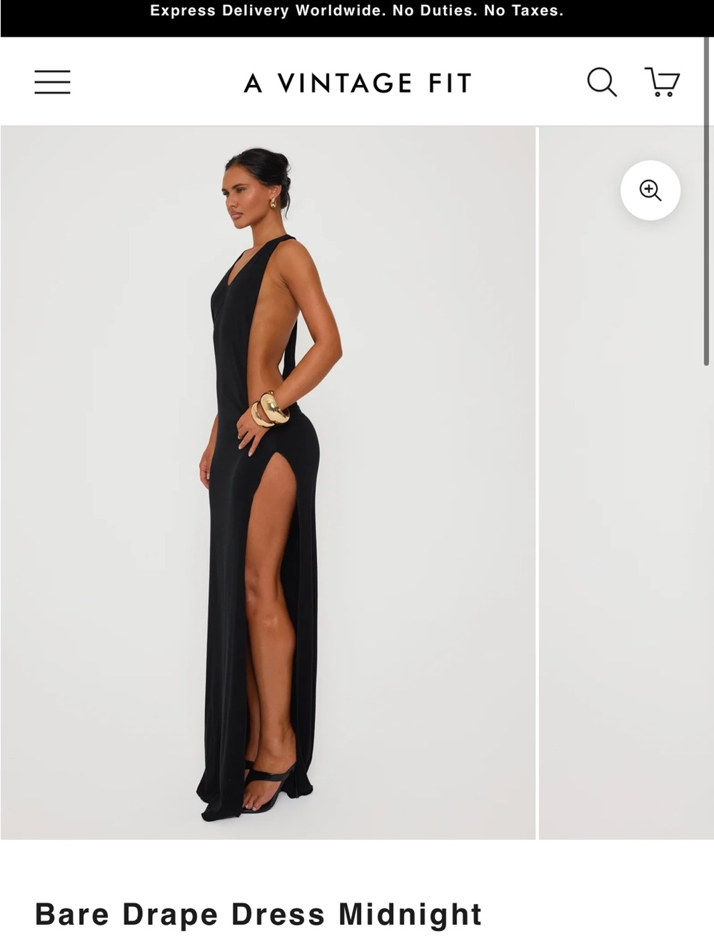 A Vintage Fit Backless Drape Maxi Dress - Black